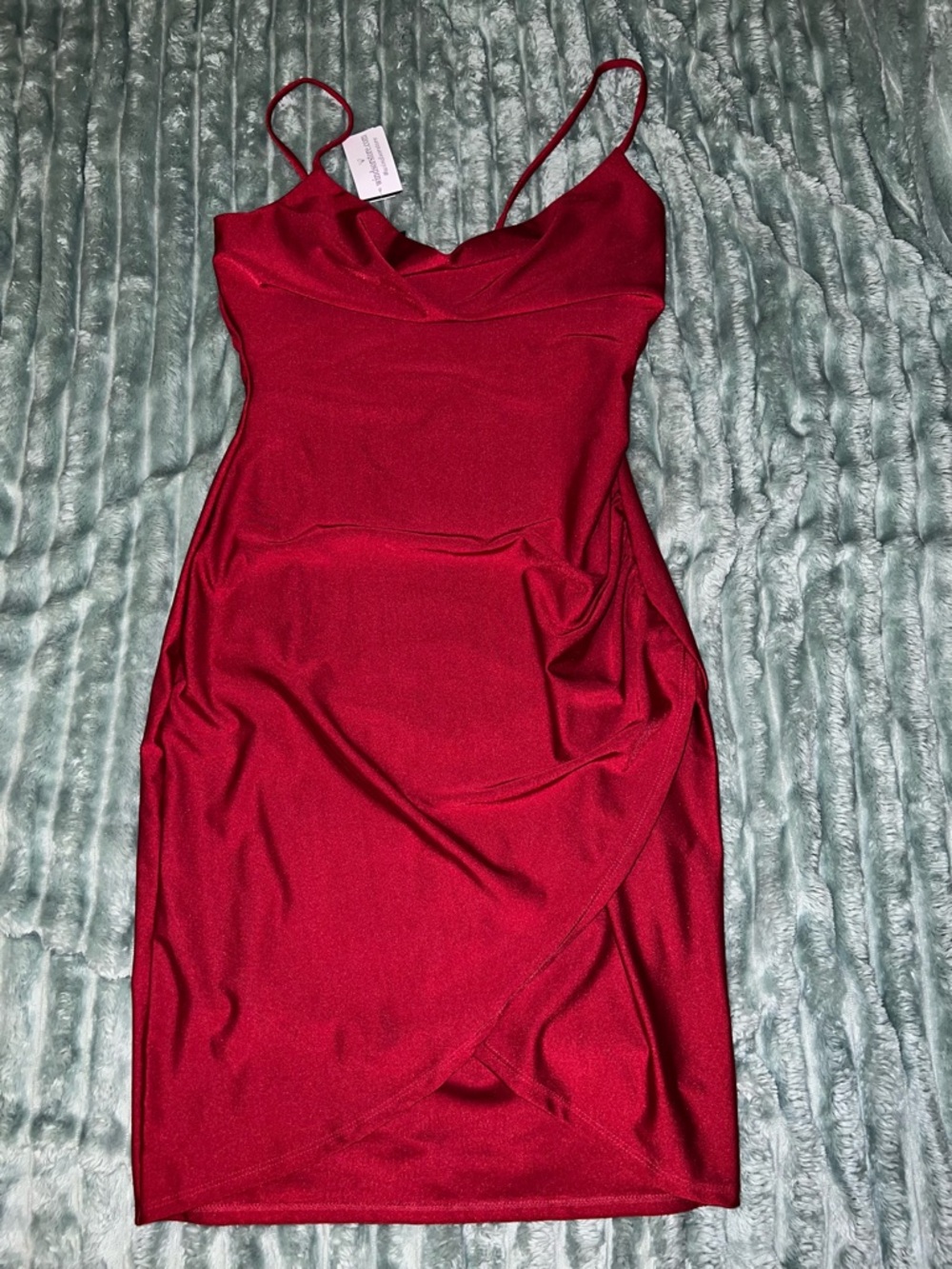 Windsor Red Satin Cowl Neck Mini Dress